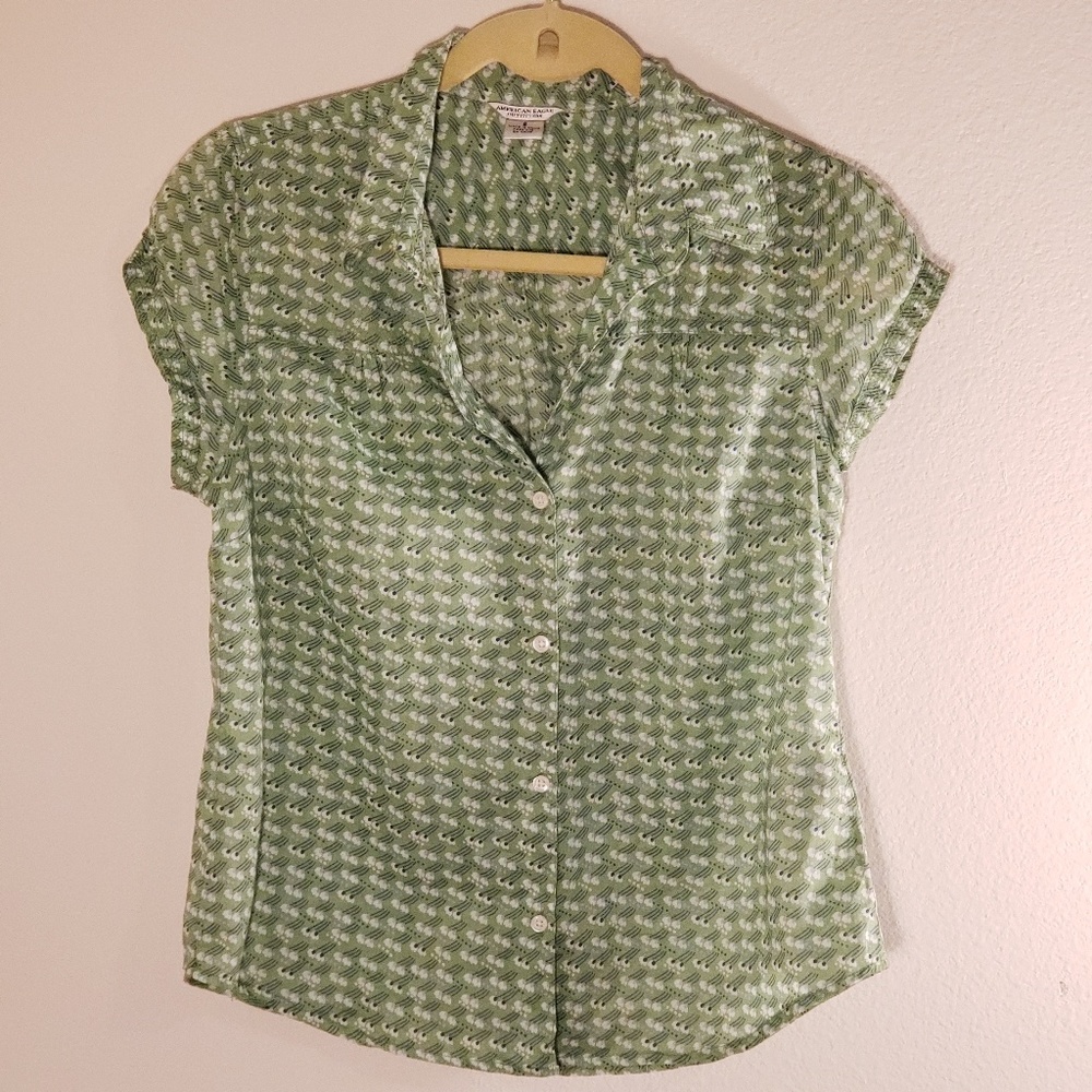 American Eagle Outfitters Green SS Blouse